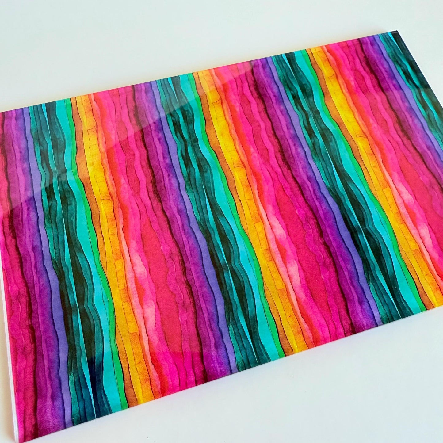 Patterned Acrylic Sheet – Clear Core Rainbow Striped UV Printed Acrylic for Jewelry Patterned Cast Acrylic, Flex and Wood for Lasers