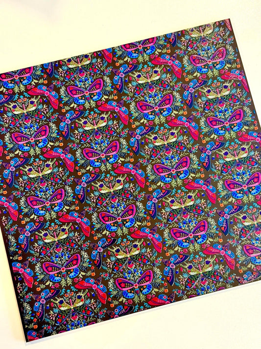 Black Butterfly Acrylic Sheets - Patterned 6x6 Printed Black Core Acrylic for Laser Cutting Patterned Cast Acrylic, Flex and Wood for Lasers