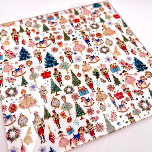 Nutcracker Patterned Acrylic Sheet, Christmas Acrylic  for Lasers, Christmas Patterned Acrylic