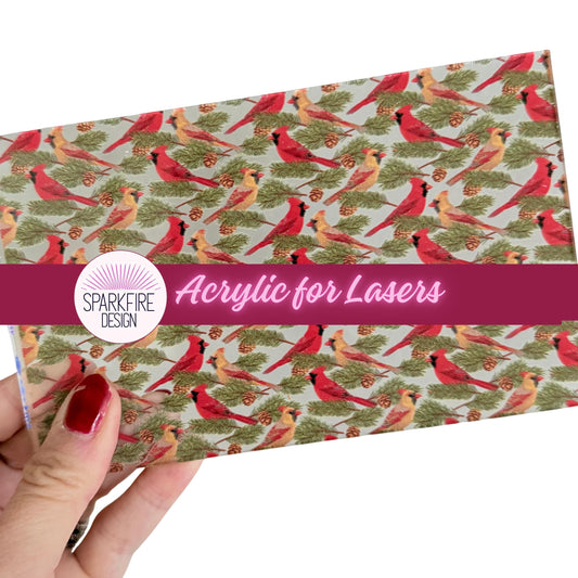 Christmas Cardinal UV Printed Clear Core Acrylic Sheet for Laser Cutting