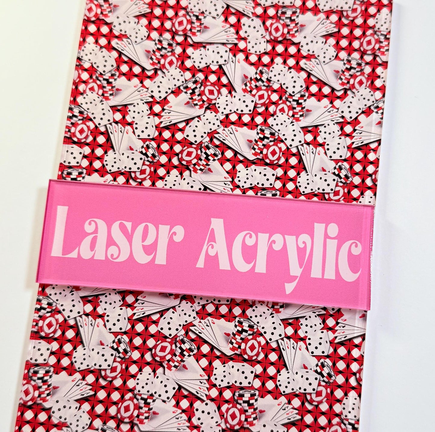 UV Printed Acrylic - Clear Core Gambling Card Sheet for Laser Cutting Projects Patterned Cast Acrylic, Flex and Wood for Lasers