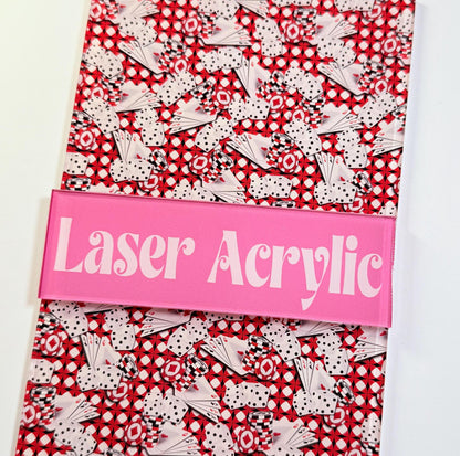 UV Printed Acrylic - Clear Core Gambling Card Sheet for Laser Cutting Projects Patterned Cast Acrylic, Flex and Wood for Lasers