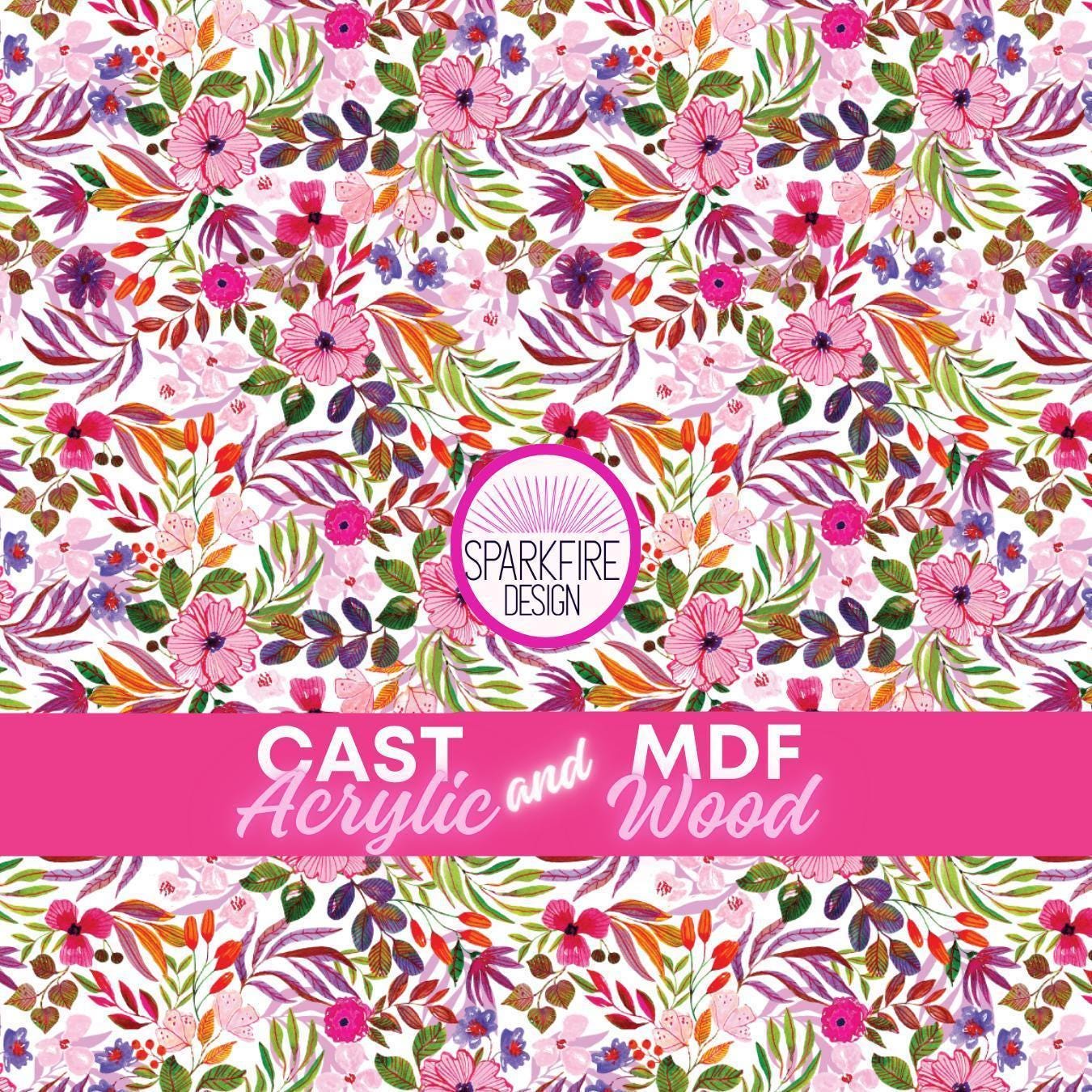 Floral Flower patterned acrylic for laser cutting. Cast acrylic sheet for lasers.
