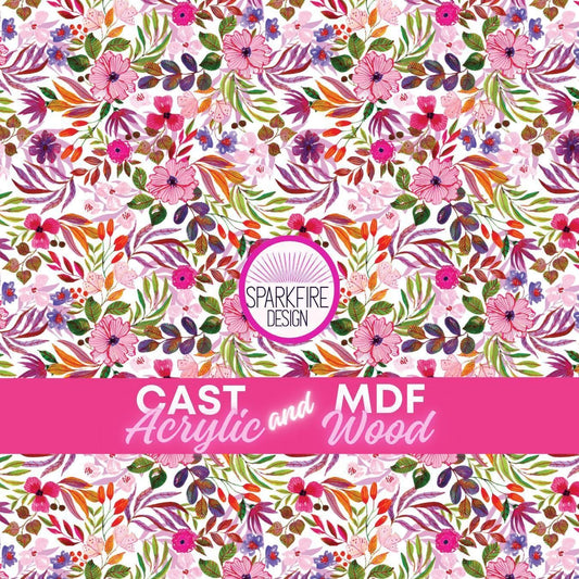 Floral Flower patterned acrylic for laser cutting. Cast acrylic sheet for lasers.