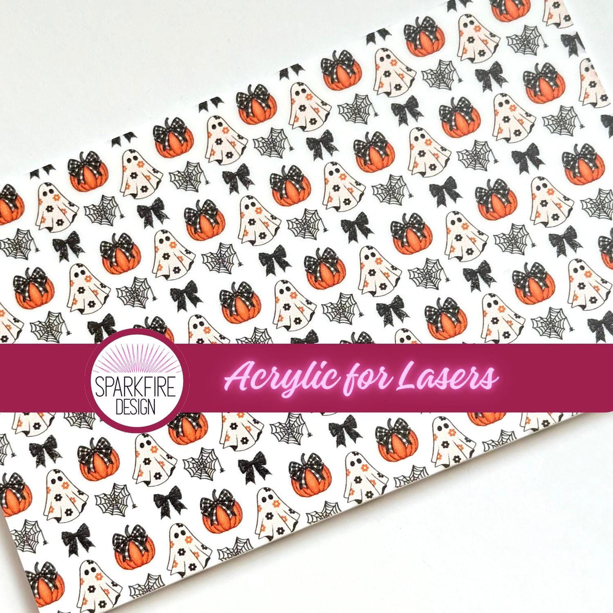 Halloween Ghosts Patterned Acrylic Sheet, Pumpkin Halloween White Acrylic Sheet, Ghost Halloween Acrylic for Lasers, Acrylic for Jewelry