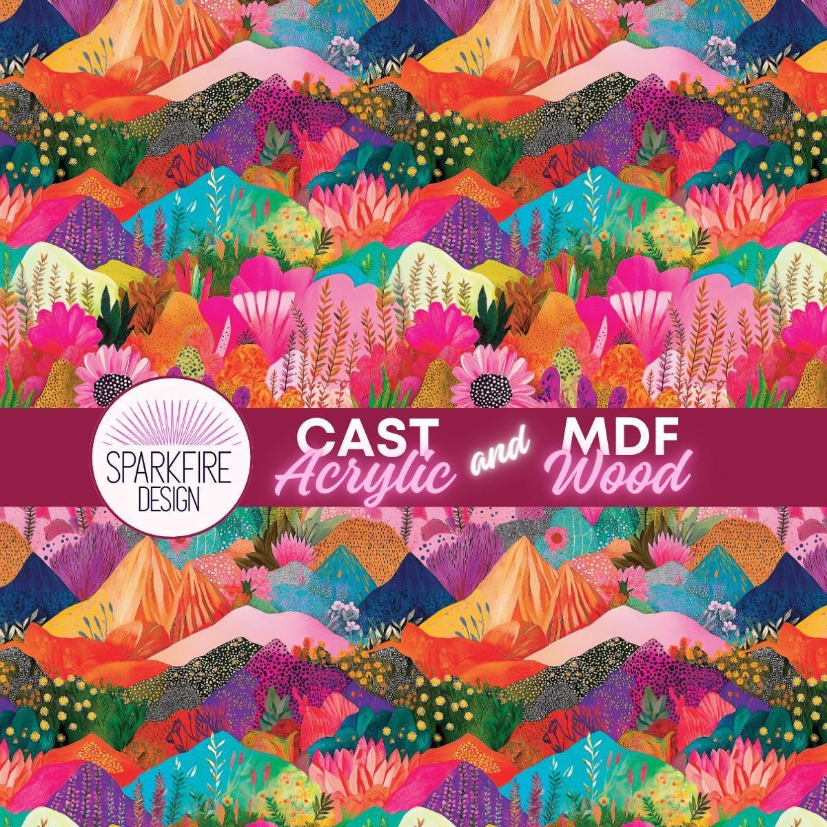 Sunset Mountains Patterned Cast Acrylic, Flex and Wood for Lasers