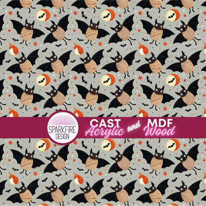 Bats Patterned Cast Acrylic, Flex and Wood for Lasers