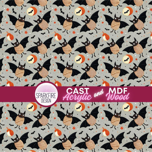 Bats Patterned Cast Acrylic, Flex and Wood for Lasers