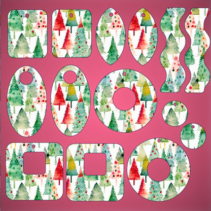 a collage of christmas trees on a pink background