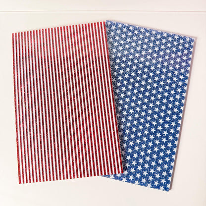Red Glitter Acrylic Sheet - White Striped 6x4" Patriotic 4th of July Decor Patterned Cast Acrylic, Flex and Wood for Lasers