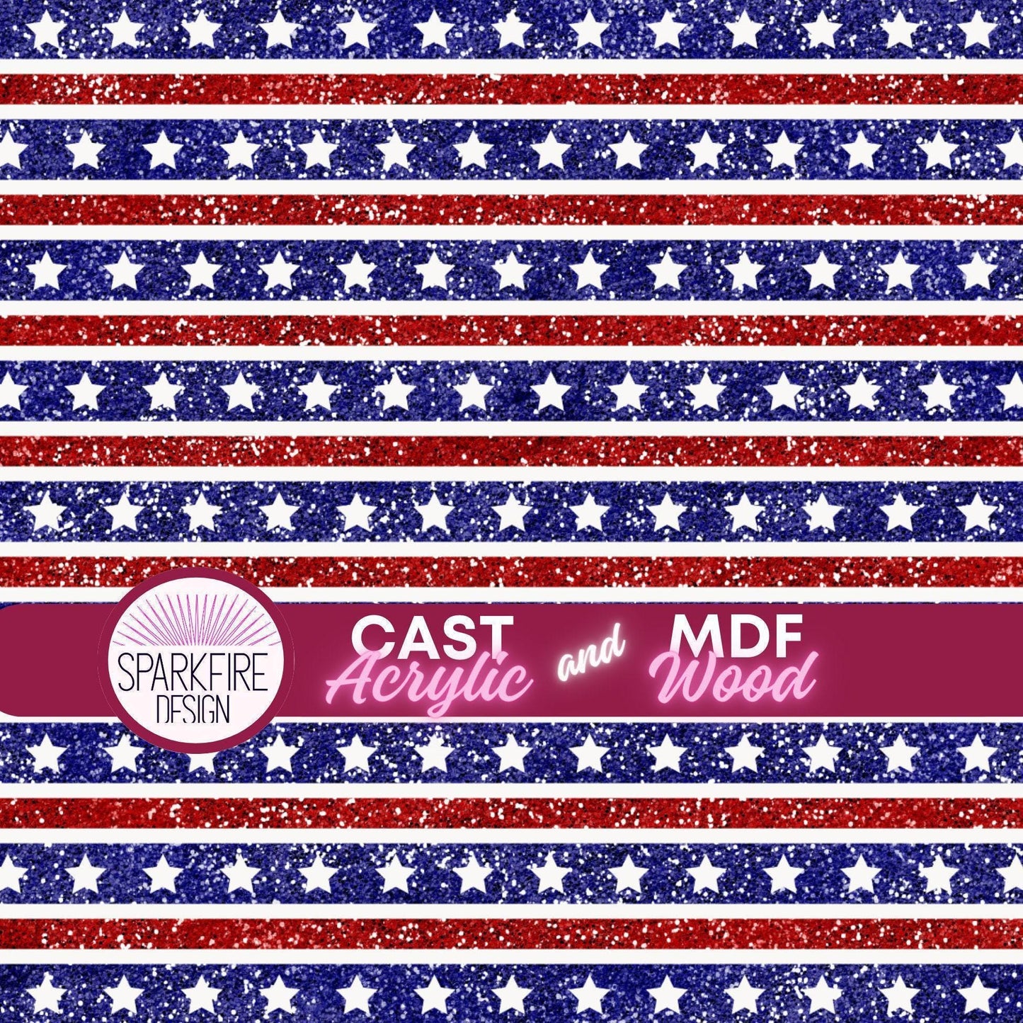 4th of July Stars and Stripes Design for Laser Cutting Patterned Cast Acrylic, Flex and Wood for Lasers