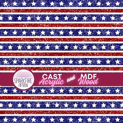4th of July Stars and Stripes Design for Laser Cutting Patterned Cast Acrylic, Flex and Wood for Lasers
