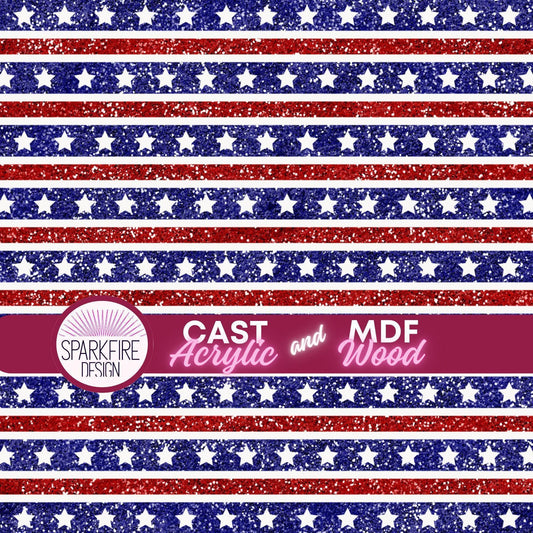 4th of July Stars and Stripes Design for Laser Cutting Patterned Cast Acrylic, Flex and Wood for Lasers