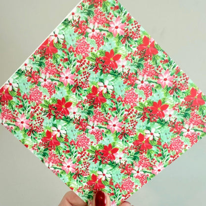 Patterned Acrylic Sheet, Christmas Poinsettias, 6X6