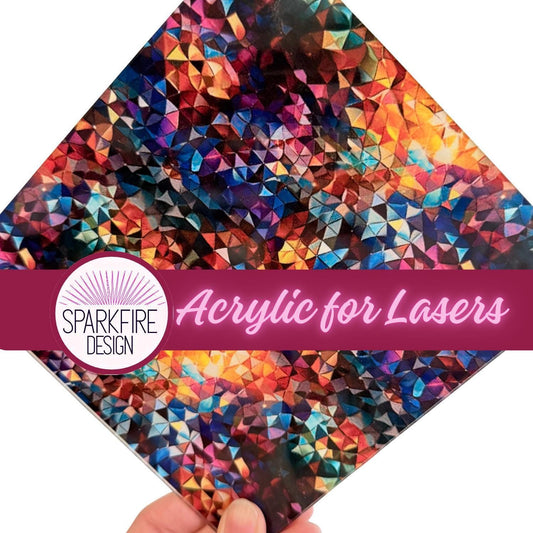 Disco Ball Mosaic Patterned Acrylic Sheet Patterned Cast Acrylic, Flex and Wood for Lasers