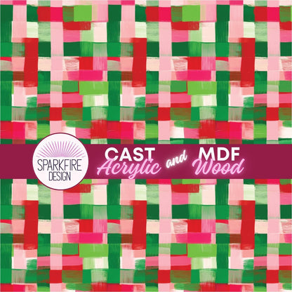 Christmas Plaid Acrylic - Red and Green Patterned Cast Laser Acrylic Sheet for Cutting & Engraving