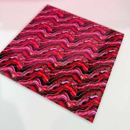 Patterned Acrylic Sheet - Red Pink 3mm Clear Cast Acrylic for Laser Cutting Patterned Cast Acrylic, Flex and Wood for Lasers