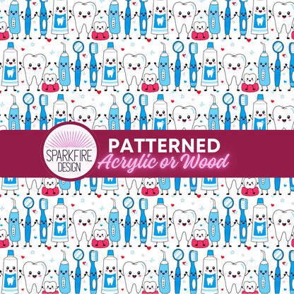 Dentist Dental Patterned Acrylic Sheet - Cast Acrylic Sheet for Laser Cut Jewelry Blanks & UV Printed Designs