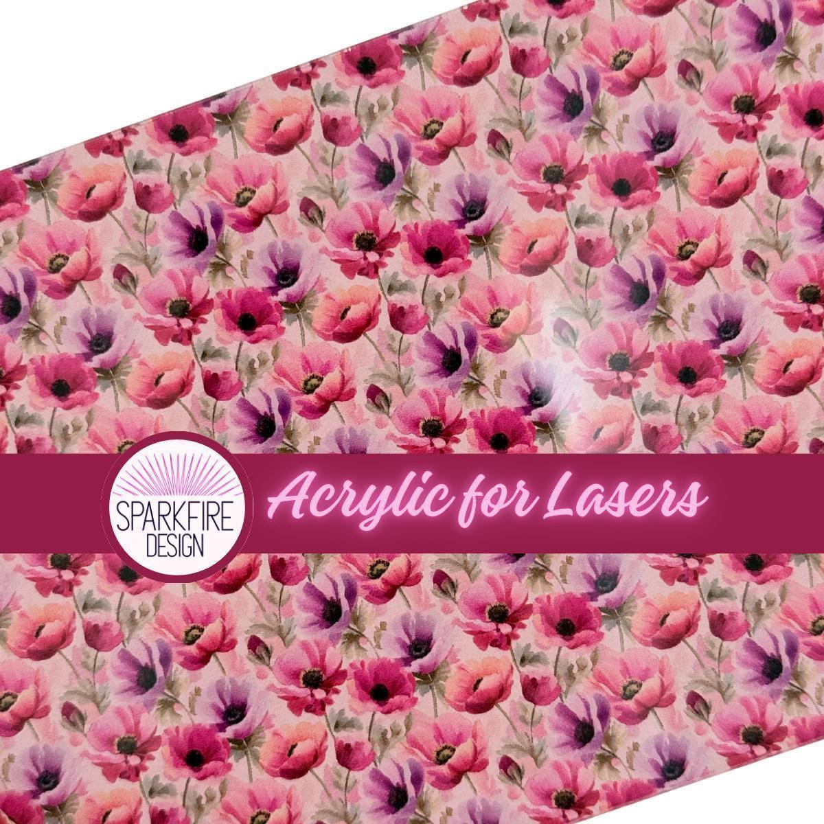 Patterned Acrylic Sheet – Clear Floral UV Printed Acrylic Jewelry Blanks for Laser Cutting Patterned Cast Acrylic, Flex and Wood for Lasers