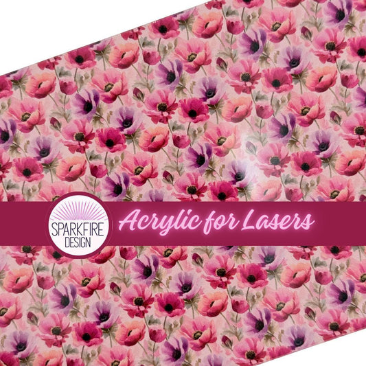 Patterned Acrylic Sheet – Clear Floral UV Printed Acrylic Jewelry Blanks for Laser Cutting Patterned Cast Acrylic, Flex and Wood for Lasers