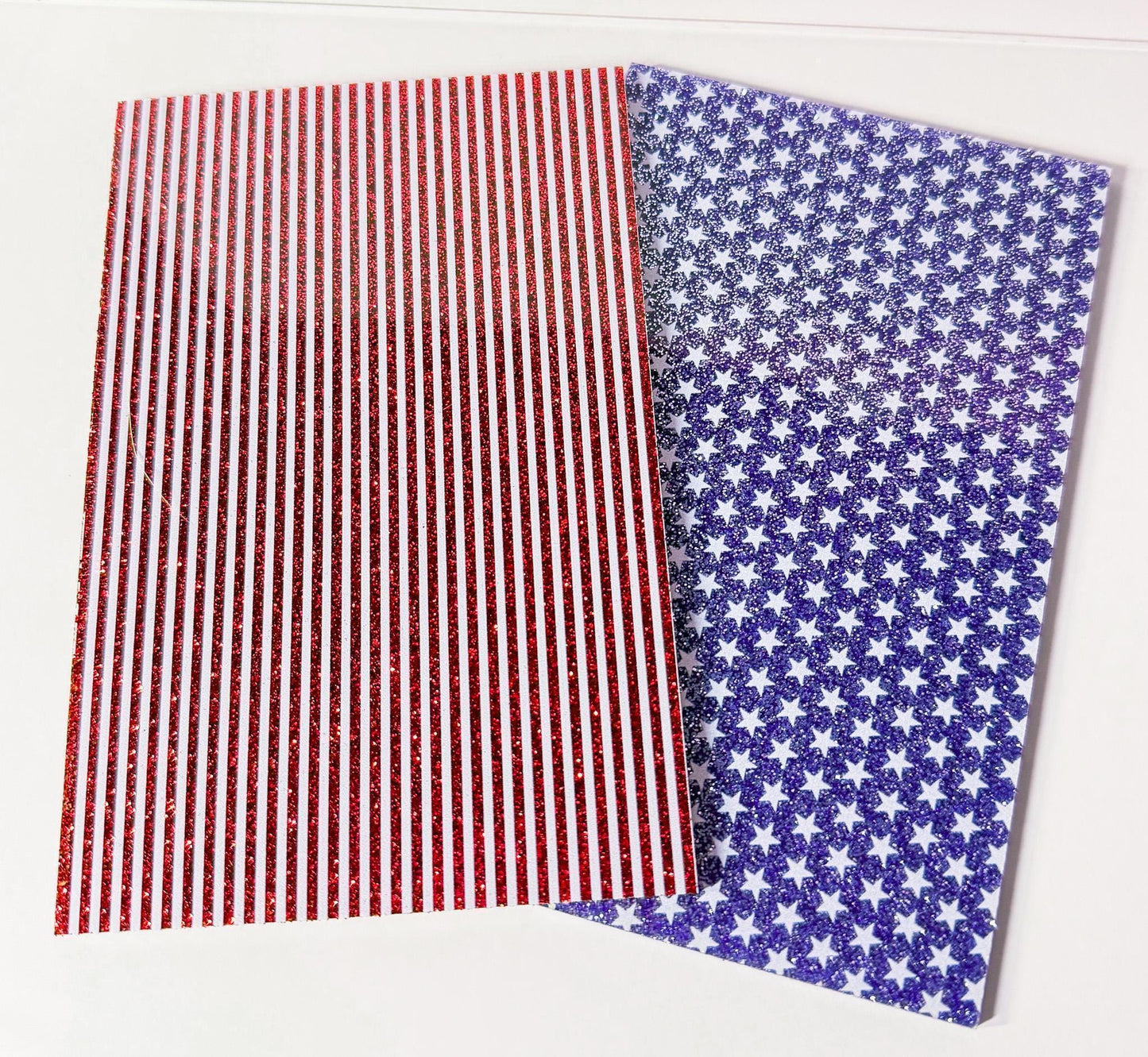 Red Glitter Acrylic Sheet - White Striped 6x4" Patriotic 4th of July Decor Patterned Cast Acrylic, Flex and Wood for Lasers