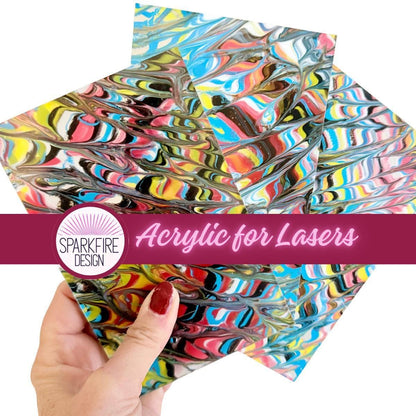 Swirl Acrylic Sheet | 1/8 Inch Rainbow Acrylic Jewelry Panels for Laser Cutting Patterned Cast Acrylic, Flex and Wood for Lasers