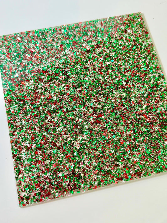 Christmas Glitter Acrylic Sheet - Red Green Sparkly Acrylic for Laser Cutting