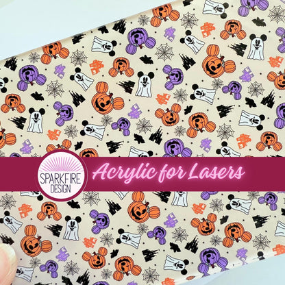 Halloween Mouse Treats Patterned Cast Acrylic, Flex and Wood for Lasers