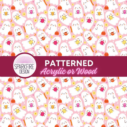 Halloween Patterned Acrylic Sheet – Ghosts Laser Cut Jewelry | Halloween Acrylic