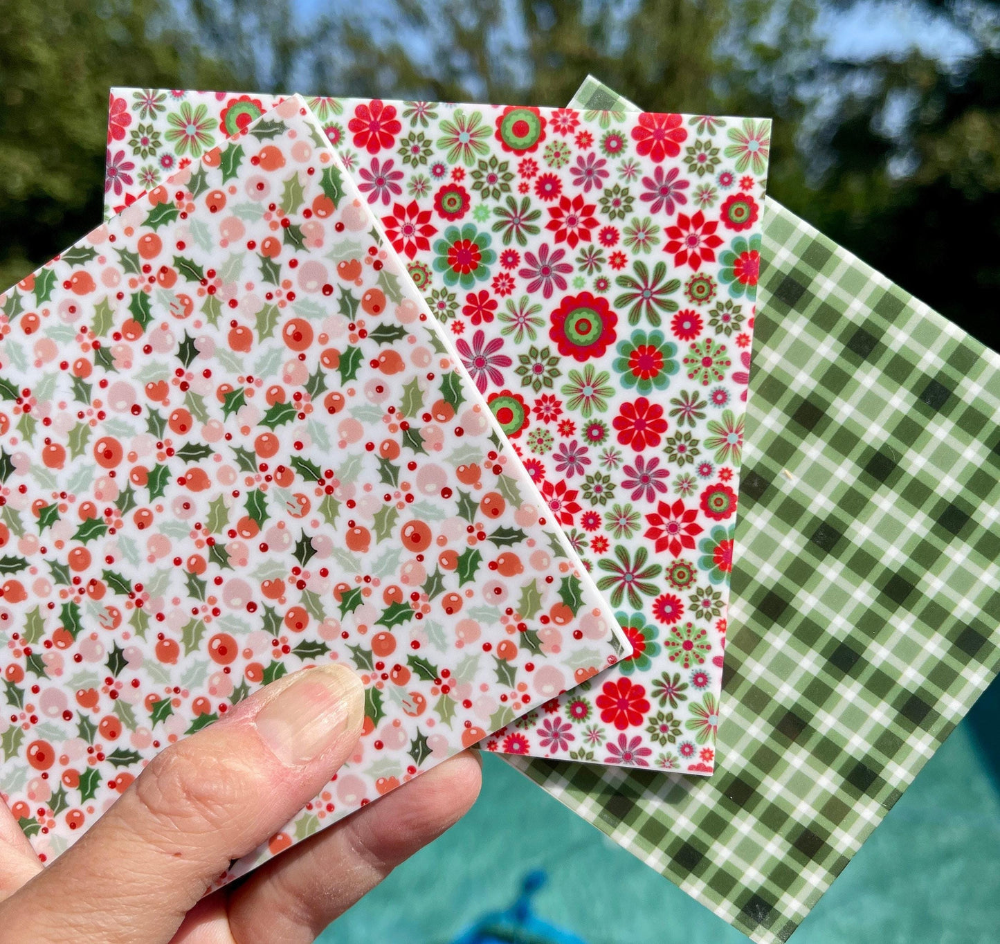 Green Gingham Plaid Acrylic Sheets –Christmas Patterned Acrylic for Jewelry Blanks & MDF Wood