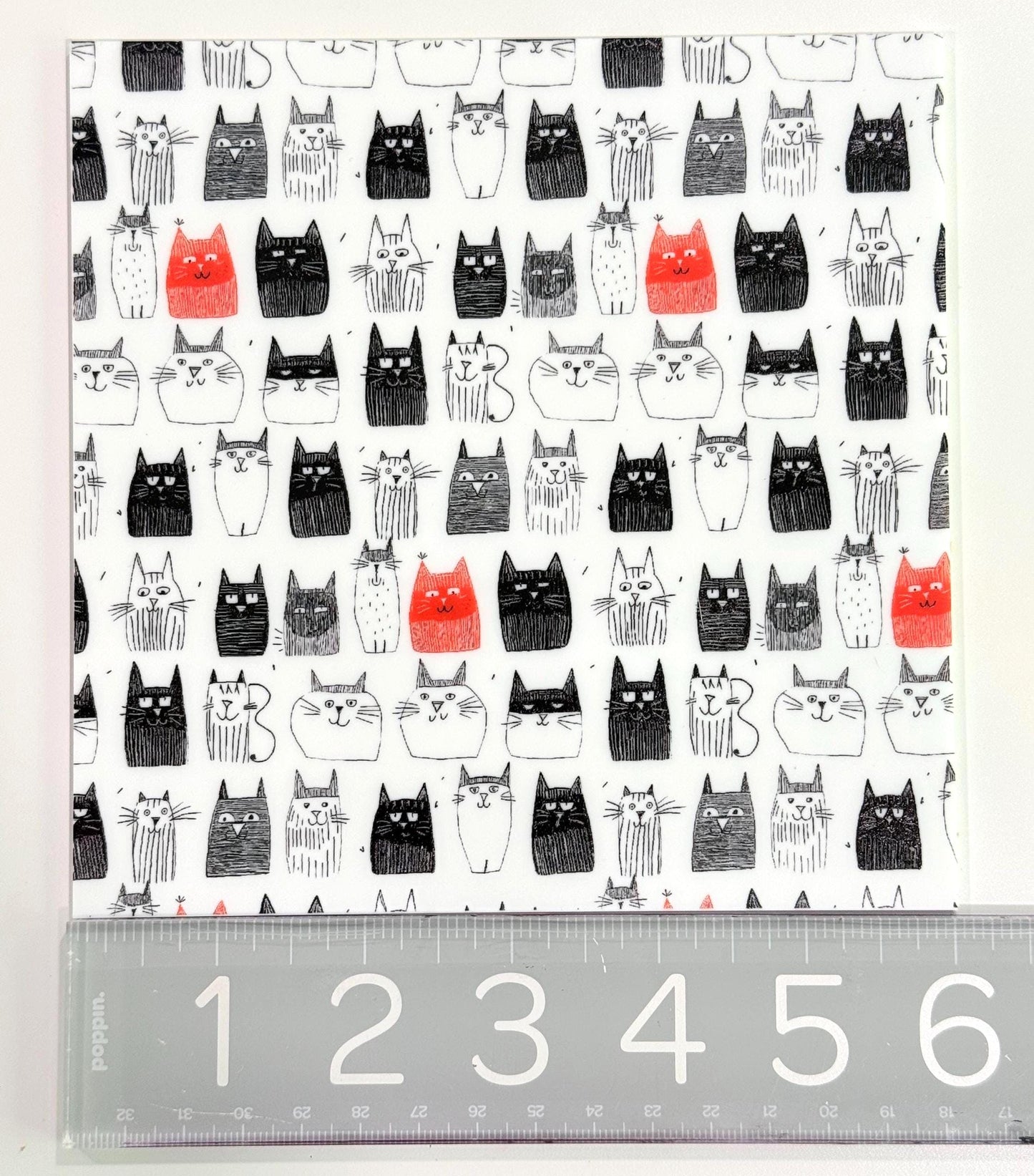 Patterned Acrylic Sheet - 1/8 Inch Cast Panel with Red Black Cats Design Patterned Cast Acrylic, Flex and Wood for Lasers