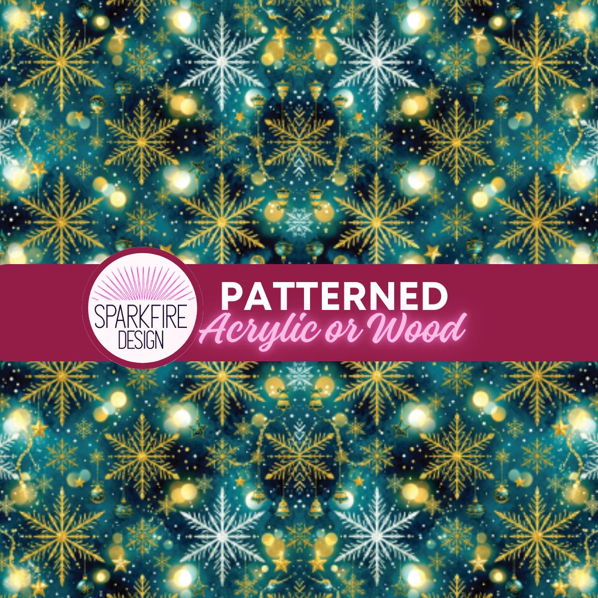 Patterned Acrylic Sheet, Christmas Floral Laser Acrylic, Green Red