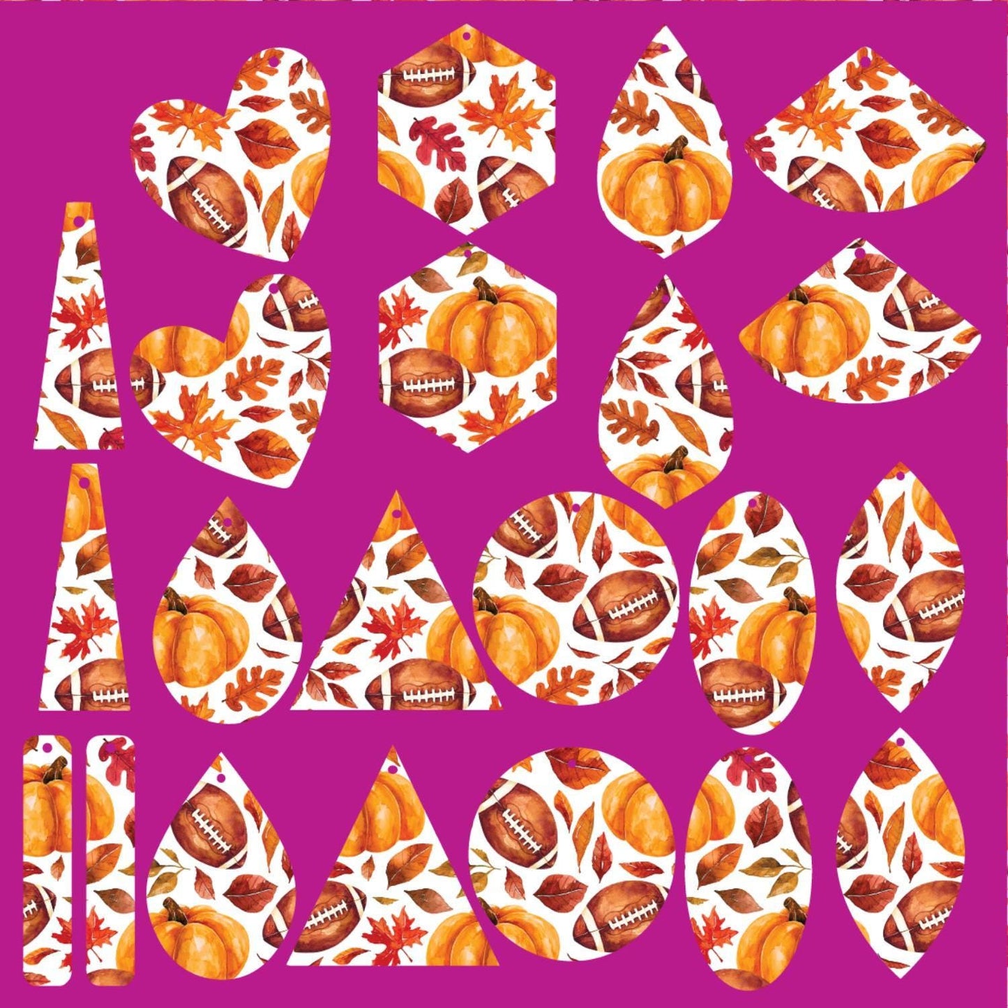 Football and Pumpkins Patterned Cast Acrylic, Flex and Wood for Lasers