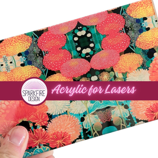 Cast Acrylic Sheet – Floral Acrylic Design for Laser Cutting, Durable 4x6 Inch Panel Patterned Cast Acrylic, Flex and Wood for Lasers