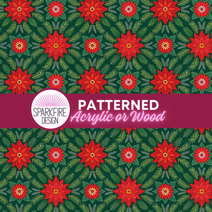 Patterned Acrylic Sheet, Christmas Floral Laser Acrylic, Green Red