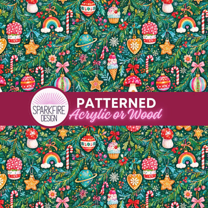 Patterned Acrylic Sheet, Christmas Lights Stained Glass Laser