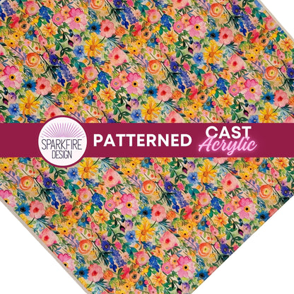 Floral Acrylic Sheets – Yellow Pink Floral Patterned UV Printed Cast Acrylic Panels Patterned Cast Acrylic, Flex and Wood for Lasers