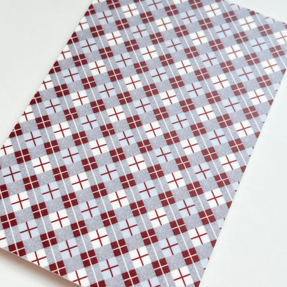 Plaid Patterned Acrylic | Red Gray Plaid Cast White Core Sheet for Laser Cutting Patterned Cast Acrylic, Flex and Wood for Lasers