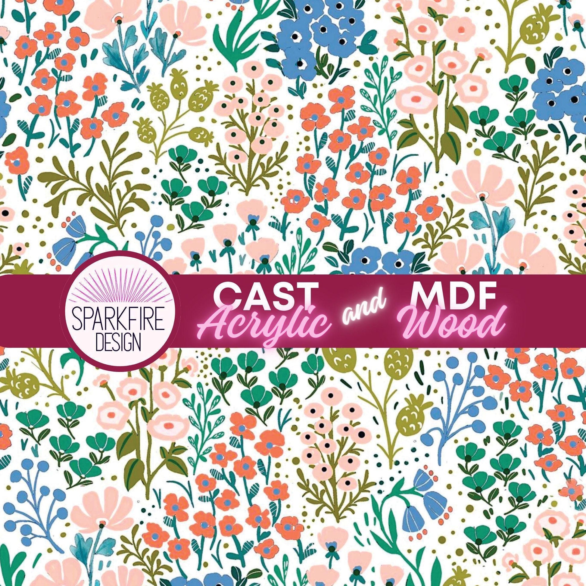 Floral Flower patterned acrylic for laser cutting. Cast acrylic sheet for lasers.