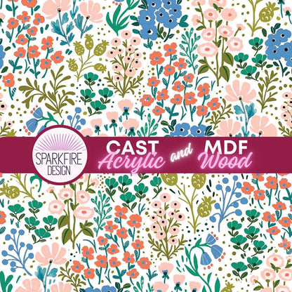 Floral Flower patterned acrylic for laser cutting. Cast acrylic sheet for lasers.