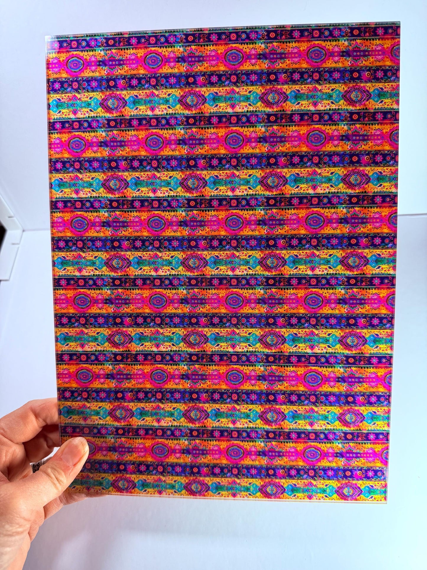 Patterned Acrylic Sheet - Clear Core UV Printed Acrylic for Lasers, Jewelry Blanks 8"x11" Patterned Cast Acrylic, Flex and Wood for Lasers
